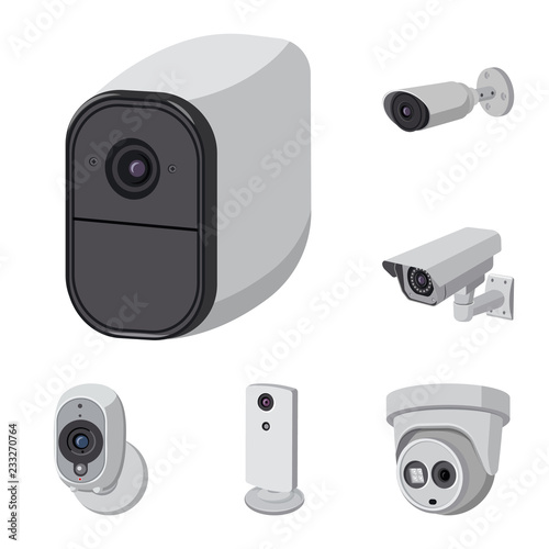 Isolated object of cctv and camera icon. Set of cctv and system vector icon for stock.