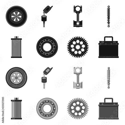Vector illustration of auto and part sign. Collection of auto and car vector icon for stock.