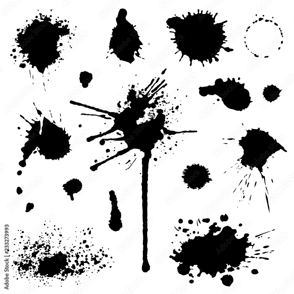 Set of blots and stains isolated on white background vector - obrazy, fototapety, plakaty 