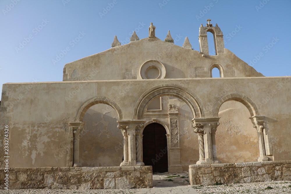Ruins of church San Giovanni and Catacombs in Syracuse, Sicily Italy