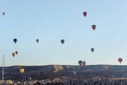 air balloons in sky in Goreme Cappadocia