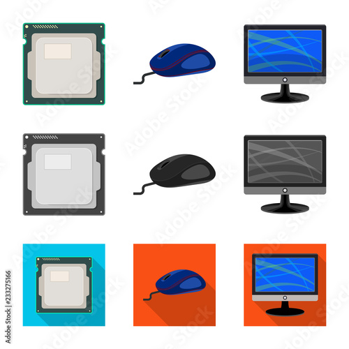 Vector illustration of laptop and device logo. Set of laptop and server vector icon for stock.