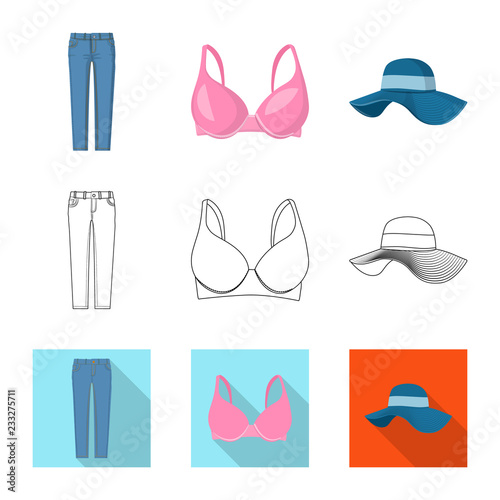 Isolated object of woman and clothing icon. Set of woman and wear vector icon for stock.