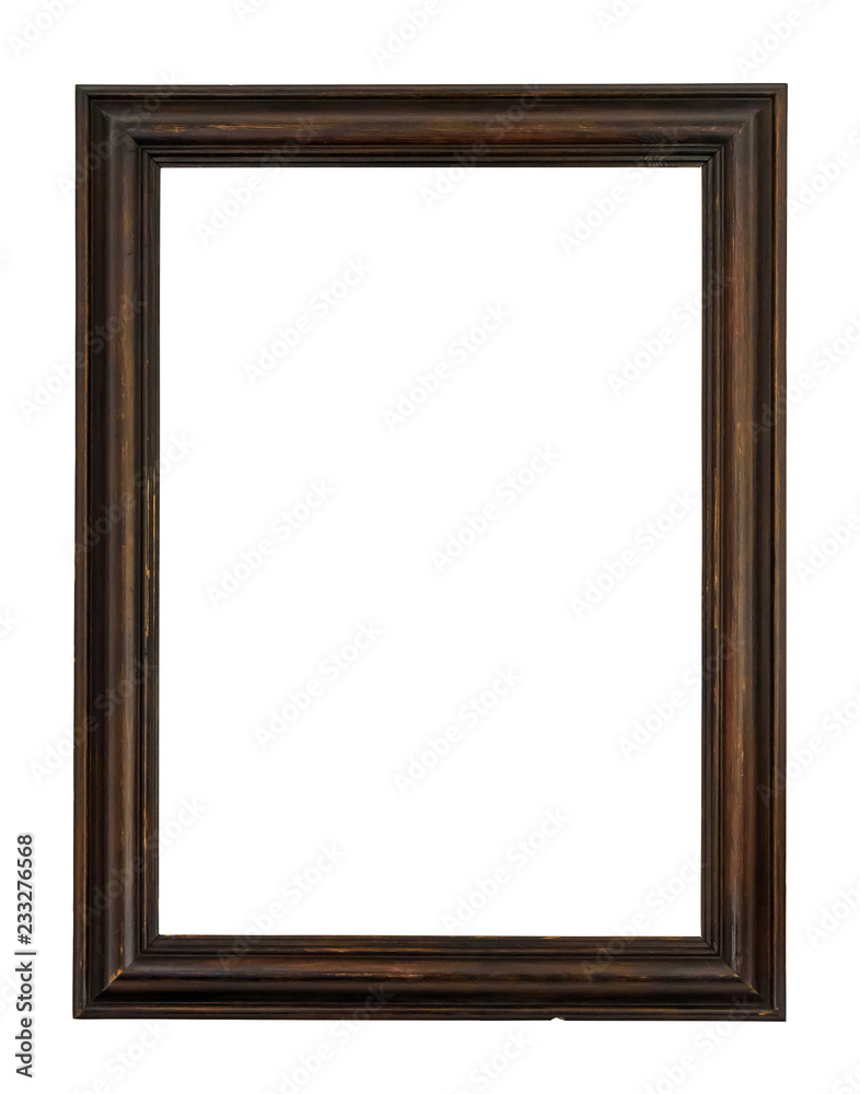 Dark wooden picture frame on white backround Dark wooden picture frame on white backround