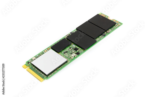 SSD hard drive disk, type M.2 NVMe on white background photo