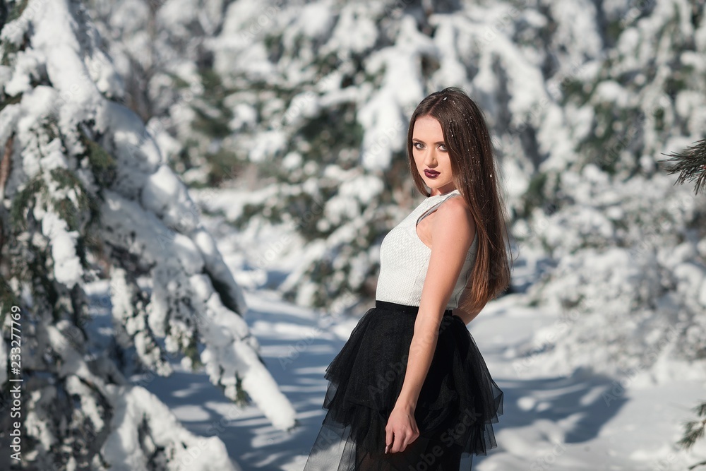Beautiful girl in winter forest. Russian winter. Beautiful girl in winter forest. Russian winter.