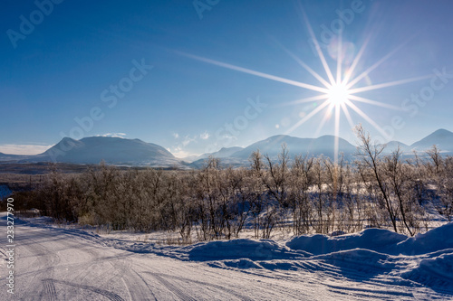 Bild auf Leinwand Winter landscape in Lapland, Abisko National Park, Abisko, Sweden