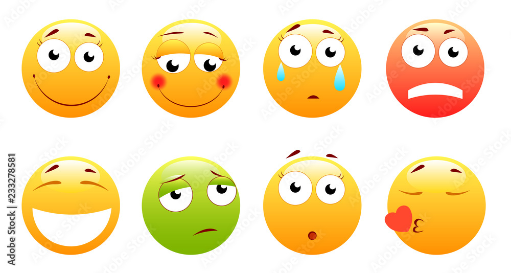 Smiley with glasses,smiling angry,sad,happy emoticon. Yellow face with emotions. Facial expression. 3d realistic emoji. Funny cartoon character.Mood. Web icon. Vector illustration. Smiley with glasses,smiling angry,sad,happy emoticon. Yellow face with emotions. Facial expression. 3d realistic emoji. Funny cartoon character.Mood. Web icon. Vector illustration.