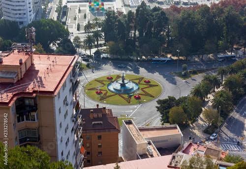 Above View of  the Fountain of the Three Graces in Màlaga, Spain © Mauro Carli