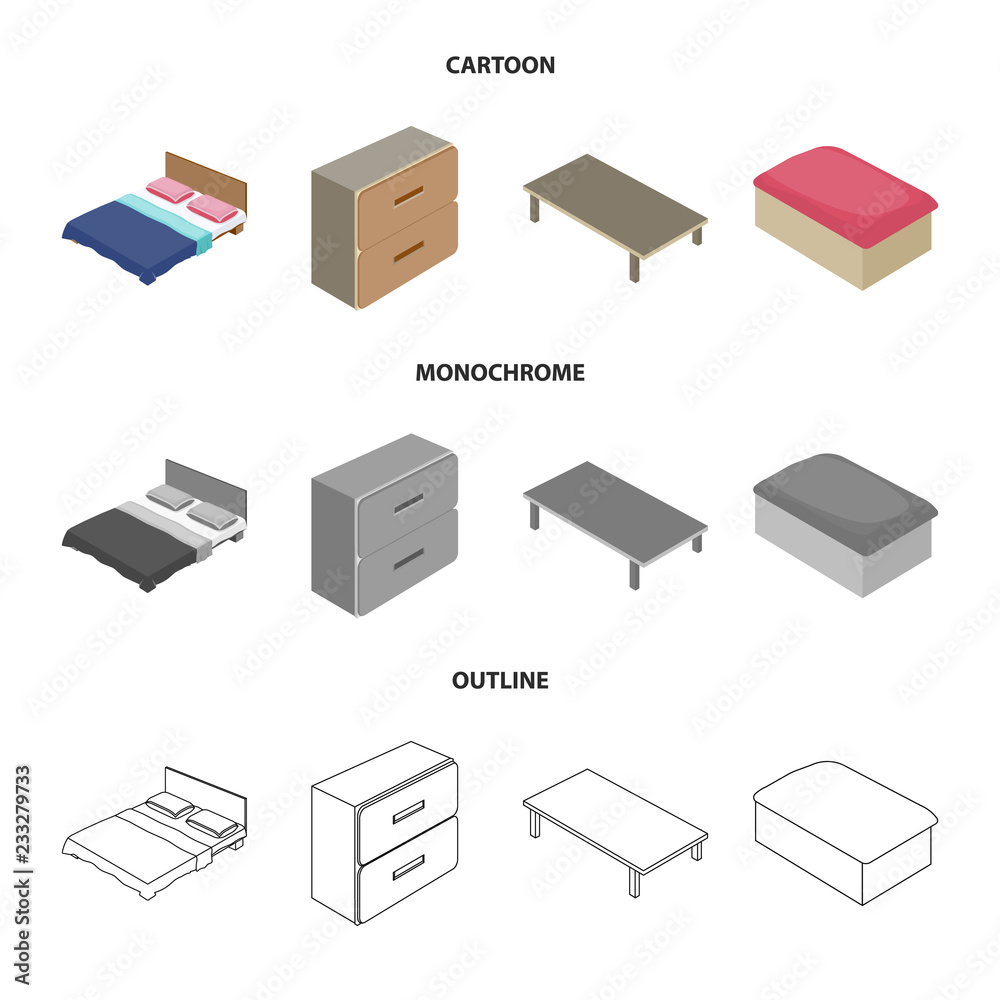 Isolated object of bedroom and room symbol. Set of bedroom and furniture stock symbol for web.