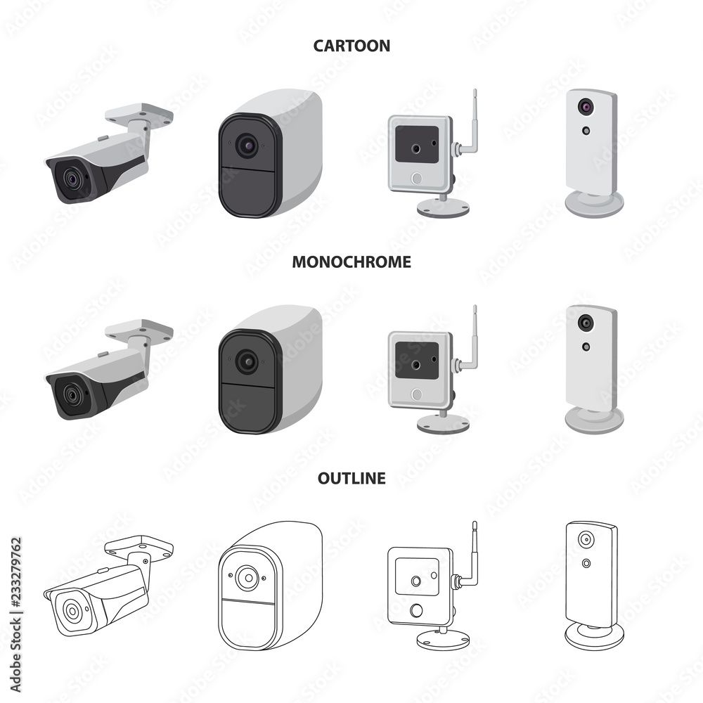 Vector design of cctv and camera symbol. Collection of cctv and system stock vector illustration.