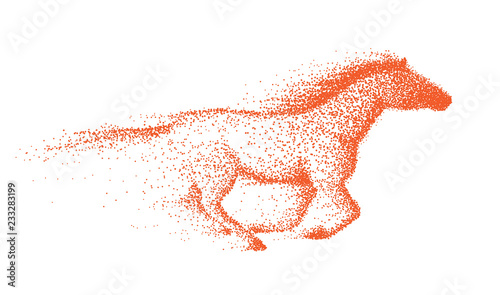 Motion of wild horse made of dots.Abstract vector illustration