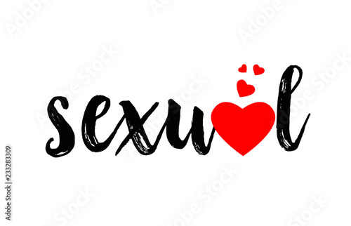 sexual word text typography design logo icon with red love heart