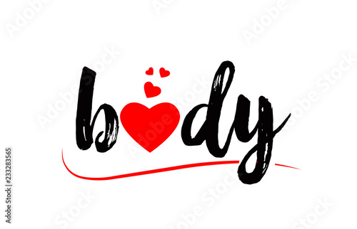 body word text typography design logo icon with red love heart