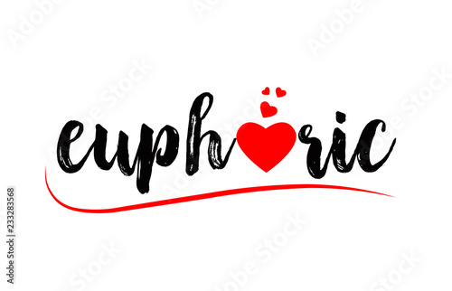 euphoric word text typography design logo icon with red love heart