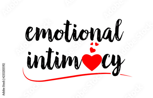 emotional intimacy word text typography design logo icon with red love heart