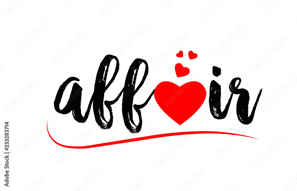 affair word text typography design logo icon with red love heart affair word text typography design logo icon with red love heart
