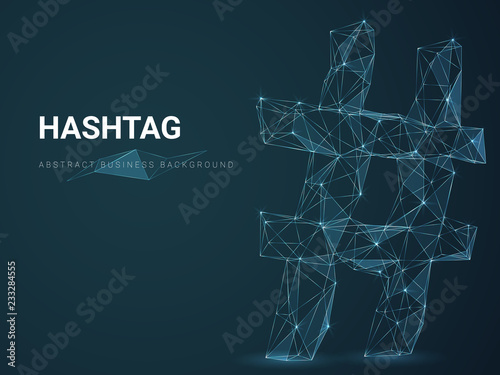 Abstract modern business background depicting keywording with stars and lines in shape of a hashtag mark on blue background.