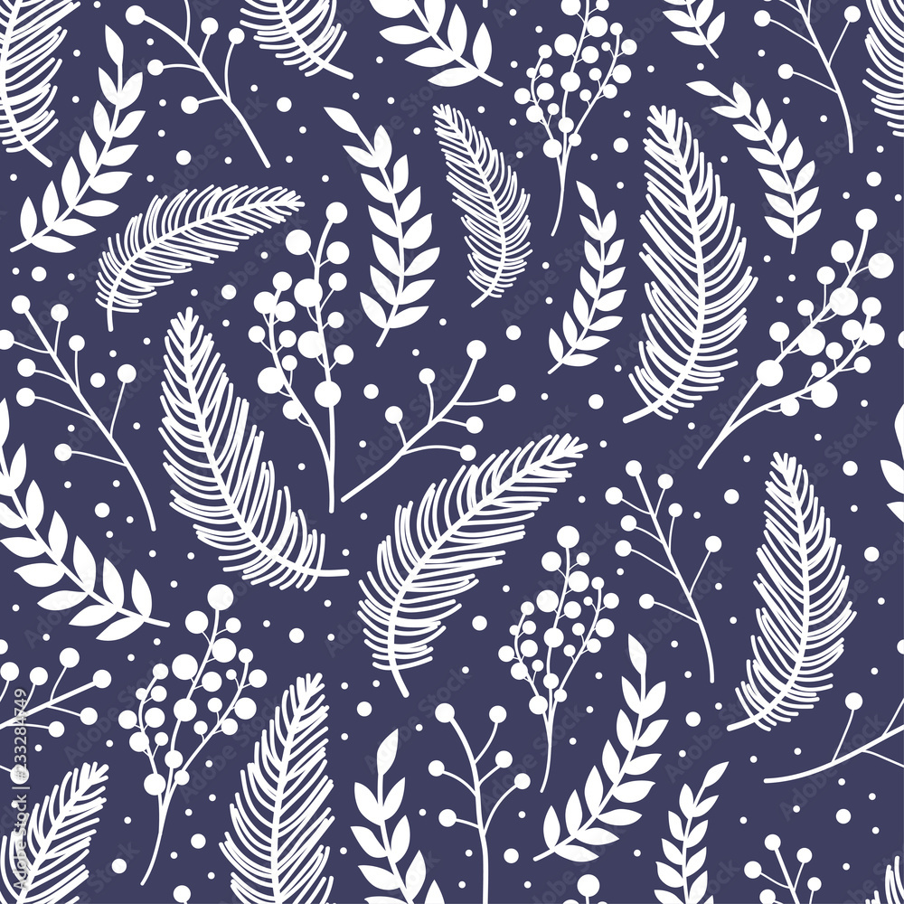 whimsical-repeating-pattern-christmas-and-winter-theme-plants-berries-and-leaves-hand-drawn-style-perfect-for-textile-wrapping-print-web-and-all-kinds-of-decorative-projects-stock-vector-adobe-stock