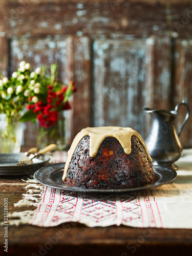 Plum pudding with brandy sauce