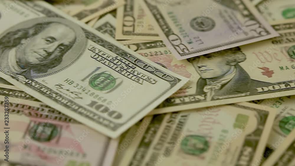 Us dollars close-up camera movement from left to right Us dollars close-up camera movement from left to right