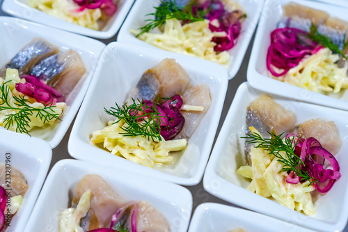 Salad with fish. Herring. F...