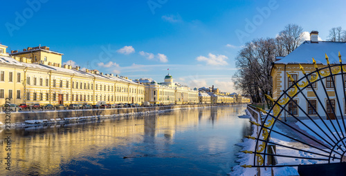 Saint Petersburg. Winter. River Fontanka. Russia. Summer garden. Petersburg in the winter. Neva River. Channels of St. Petersburg. Bridges of St. Petersburg.
