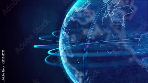 Bild auf Leinwand Global network connection