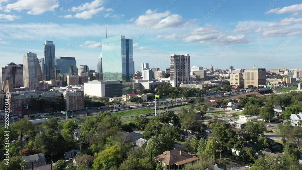 Aerial of Downtown Austin, Texas on a Sunny Day, 2018 Aerial of Downtown Austin, Texas on a Sunny Day, 2018