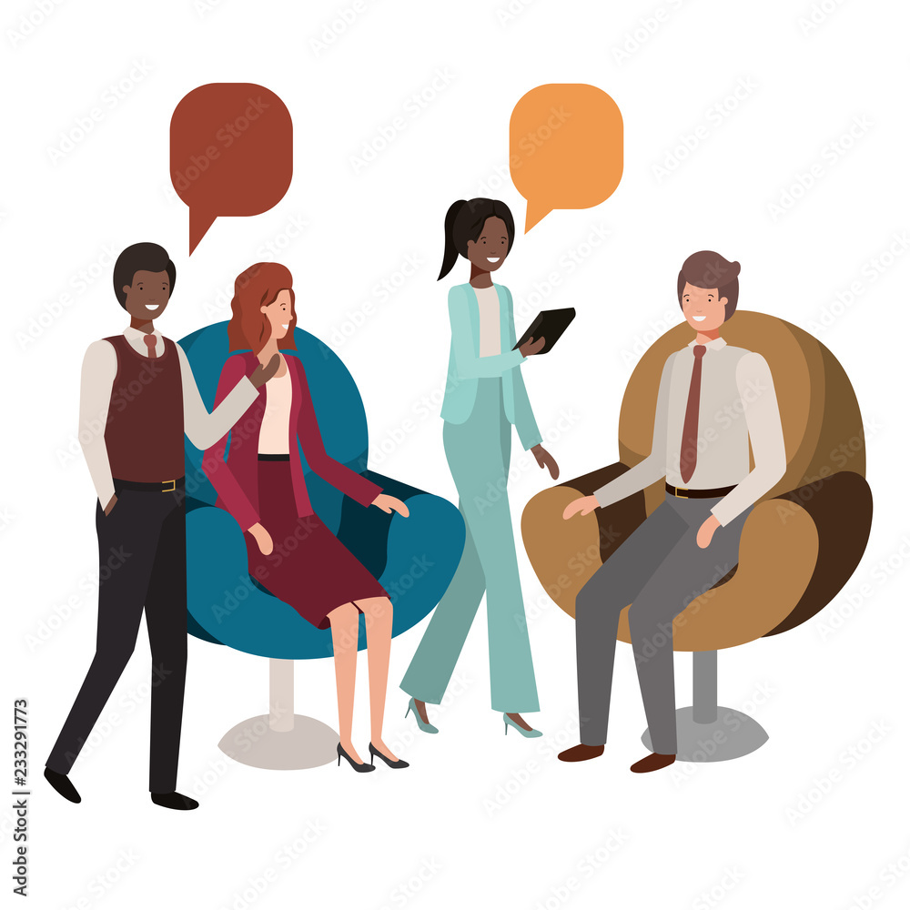 Obraz premium group of people business with speech bubble