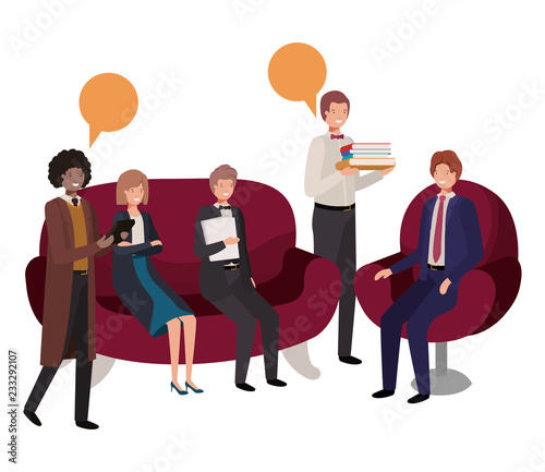 group of people business with speech bubble