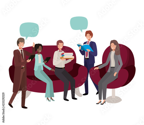 group of people business with speech bubble