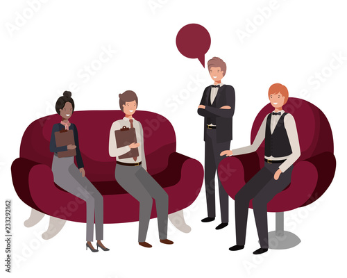 group of people business with speech bubble