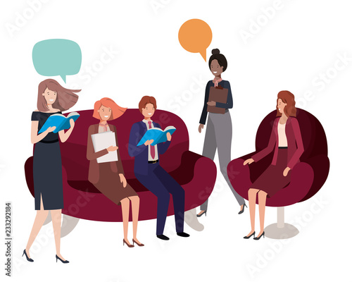 group of people business with speech bubble