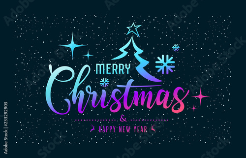 Merry Christmas message colorful at star night background  vector illustration  