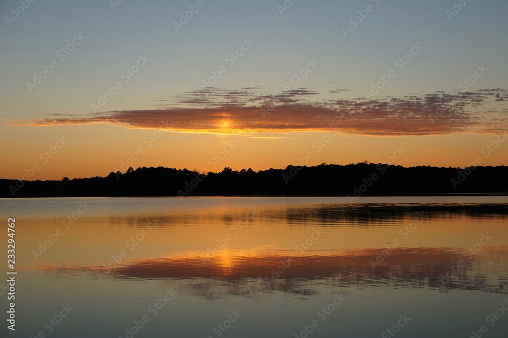 Reflection of sunset in the lake