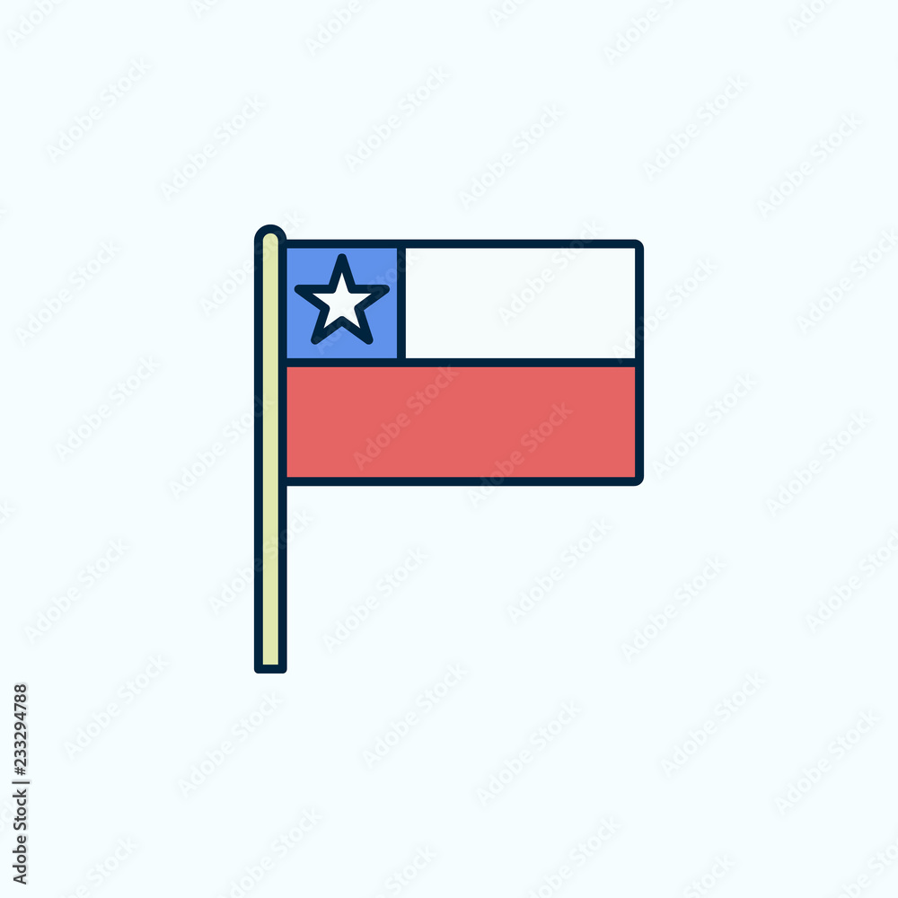 Chile flag 2 colored line icon. Simple colored element illustration