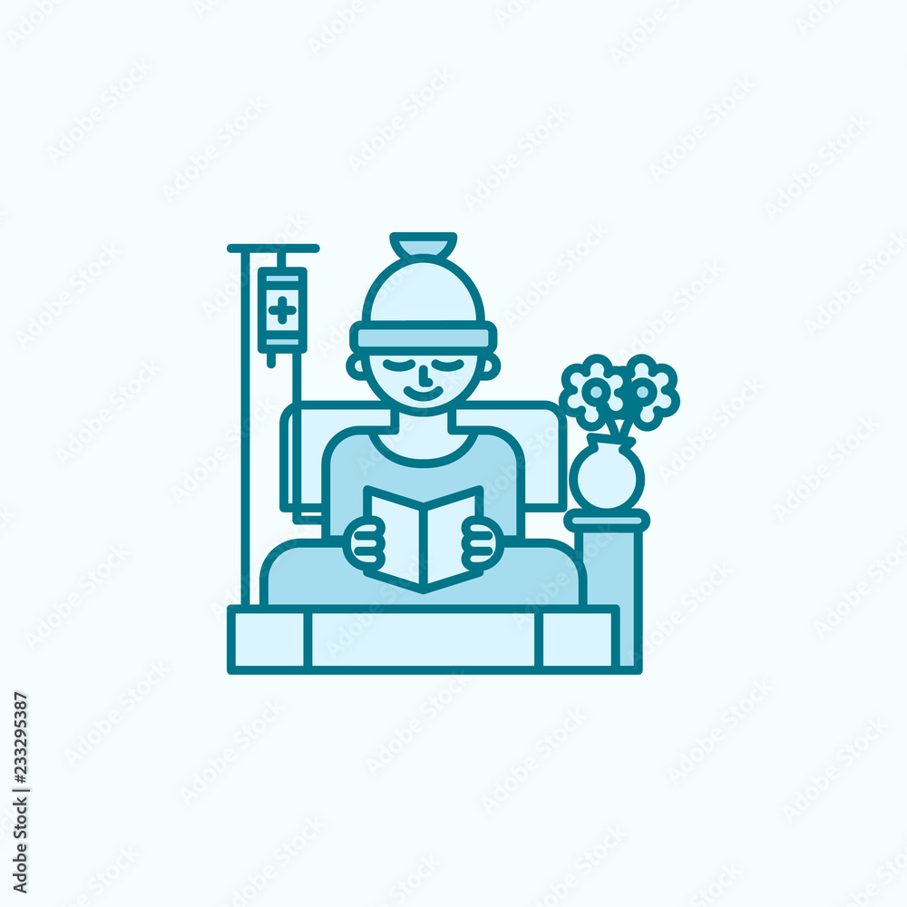 cancer patient in hospital 2 colored line icon. Simple colored element illustration. cancer patient in hospital outline symbol design from canser set cancer patient in hospital 2 colored line icon. Simple colored element illustration. cancer patient in hospital outline symbol design from canser set