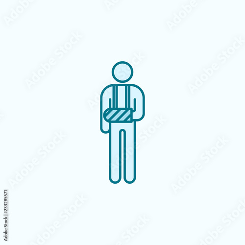 a man with a broken arm 2 colored line icon. Simple colored element illustration. a man with a broken arm outline symbol design from disabled set