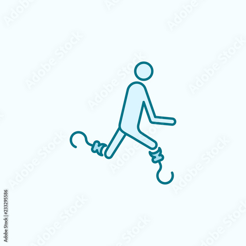 leg prosthesis 2 colored line icon. Simple colored element illustration. leg prosthesis outline symbol design from disabled set