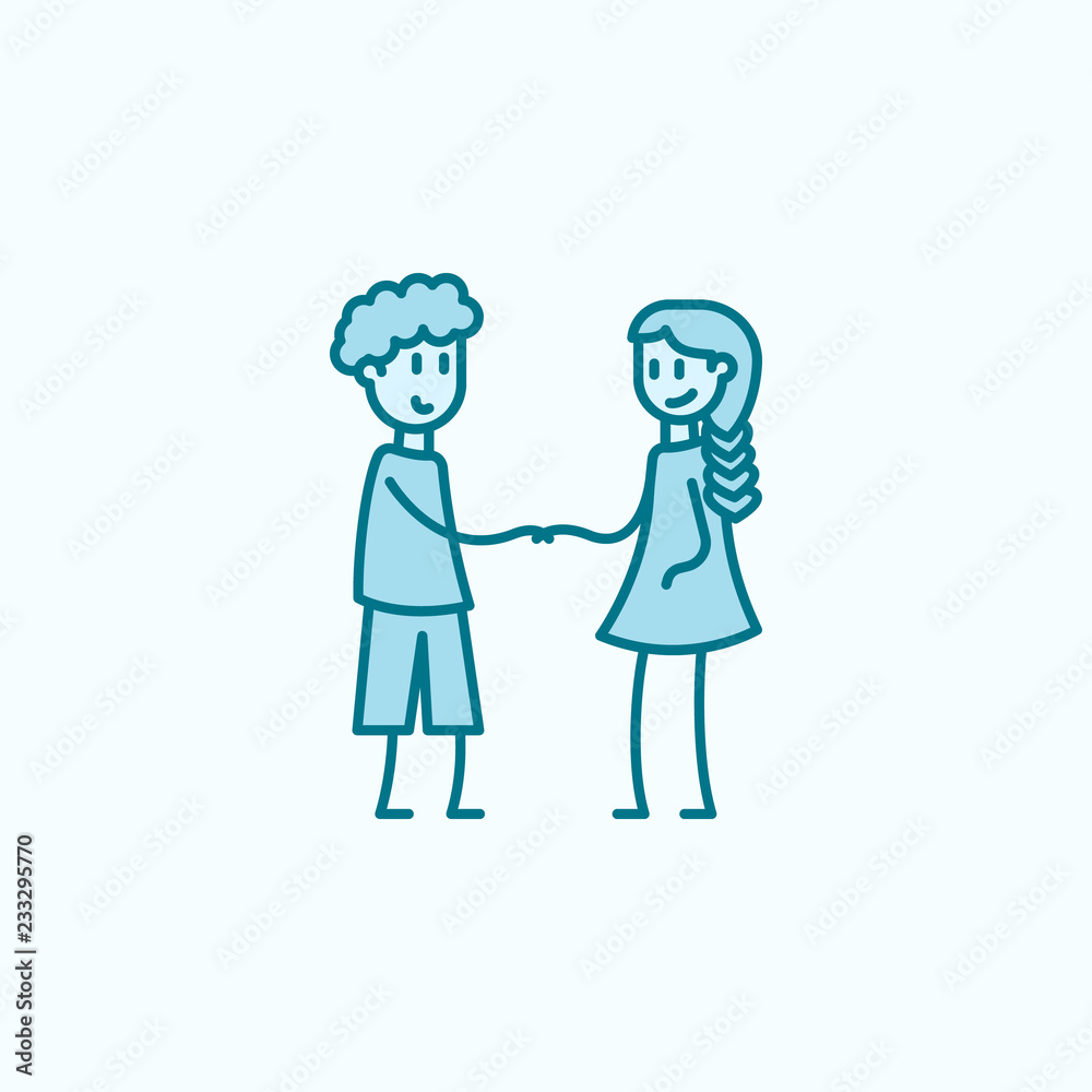 friendship between boy and girl 2 colored line icon. Simple colored element illustration. friendship between boy and girl outline symbol design from friendship set friendship between boy and girl 2 colored line icon. Simple colored element illustration. friendship between boy and girl outline symbol design from friendship set
