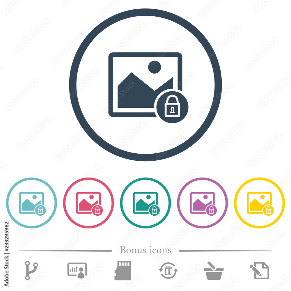 Lock image flat color icons in round outlines Lock image flat color icons in round outlines