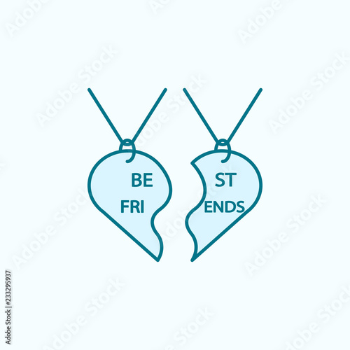 pendant best friends 2 colored line icon. Simple colored element illustration. pendant best friends outline symbol design from friendship set