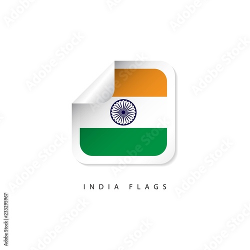 India Label Flags Vector Template Design Illustration