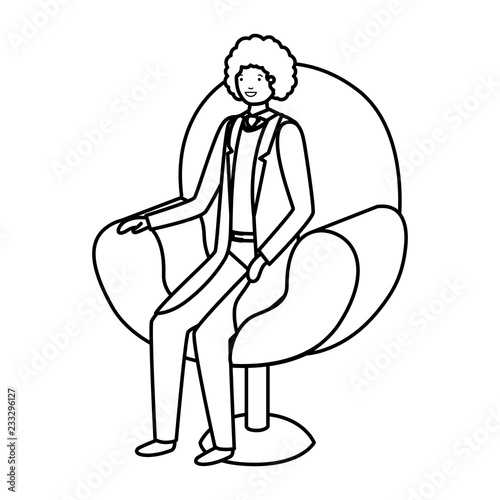 businessman sitting in chair avatar character