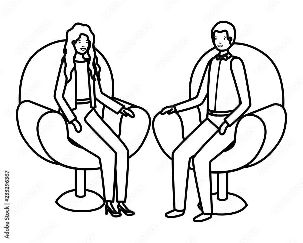 business couple sitting in chair avatar character business couple sitting in chair avatar character