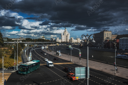 traffic in Moscow City at morning