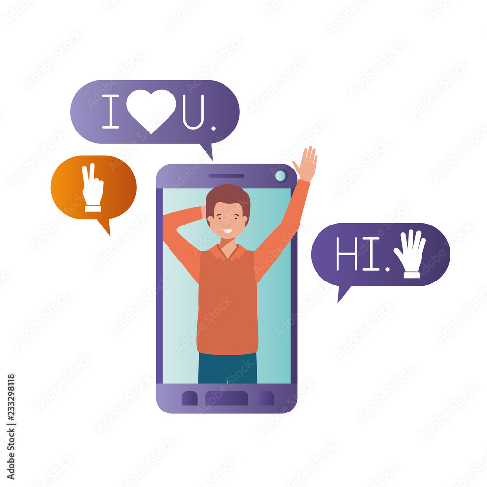 Fototapeta premium young man in smartphone avatar character