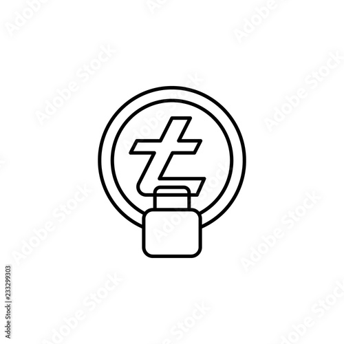lite coin, lock icon. Element of crypto currency icon. Thin line icon for website design and development, app development