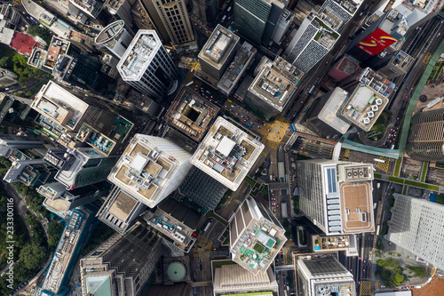 Top view of Hong Kong business district © leungchopan